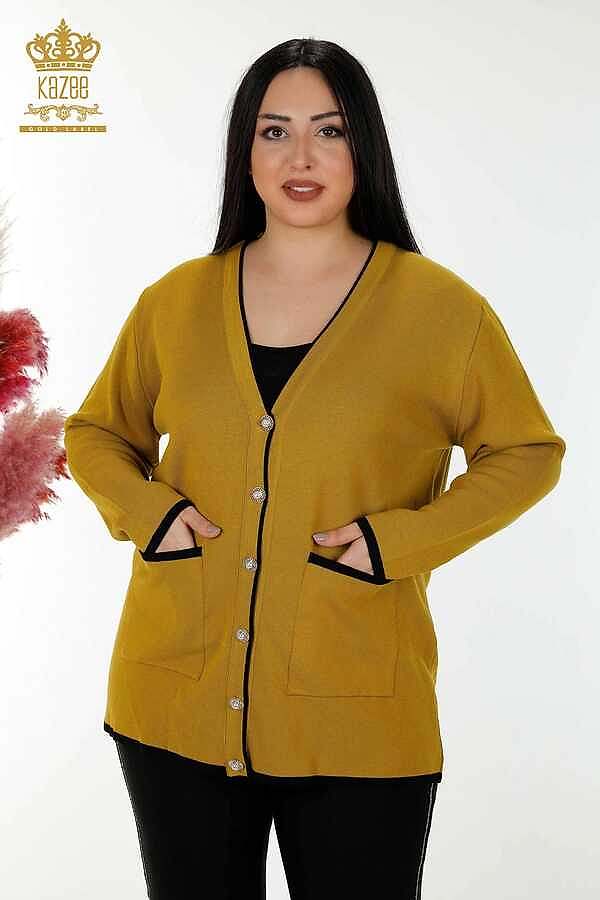 Reel Tekstil - 14GG Üretilen Viskon Elit Triko Hırka İnci Düğmeli Kadın Giyim Üreticisi - 30148 | Reel Tekstil