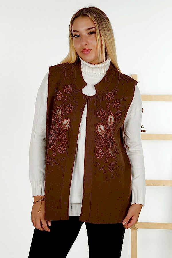 Reel Tekstil - 14GG Üretilen Viskon Elit Triko Hırka Tül Detaylı Kadın Giyim Üreticisi - 30581 | Reel Tekstil