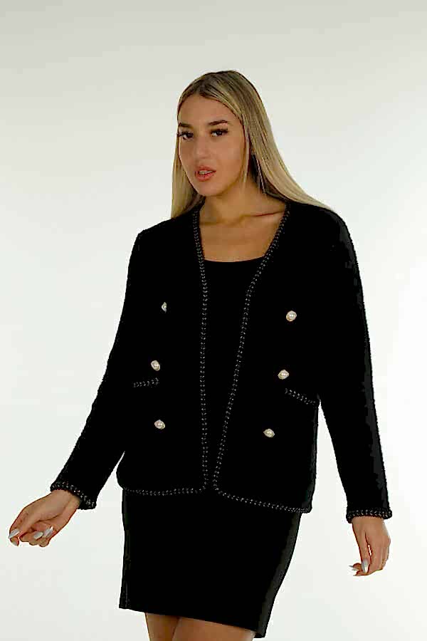 Reel Tekstil - 7GG Üretilen Yün Viskon Hırka Düğmeli Kadın Giyim Üreticisi - 30799 | Reel Tekstil