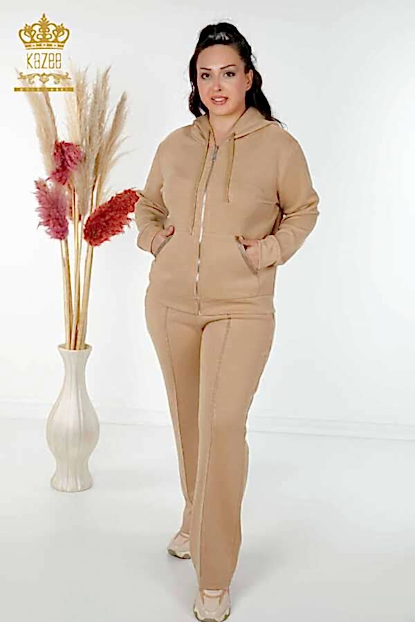 Reel Tekstil - Scuba ve İki İplikten Üretilen Eşofman Takım Fermuarlı Cepli Kadın Giyim Üreticisi - 17443 | Reel Tekstil