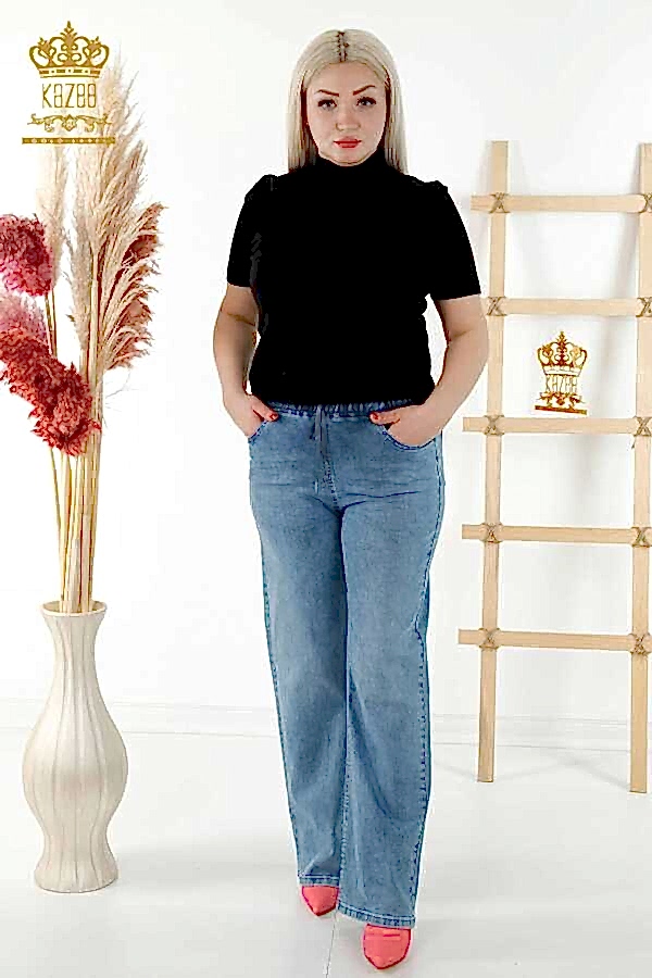 Reel Tekstil - Likra Örmeli İle Üretilen Pantolon Beli Lastikli Cepli Kadın Giyim Üreticisi - 3695 | Reel Tekstil