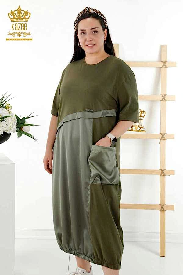 Reel Tekstil - Pamuk Likra Kumaş İle Üretilen Elbise Cepli Kadın Giyim - 20323 | Reel Tekstil