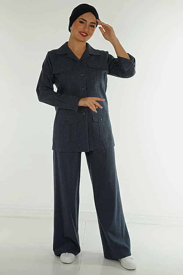 Reel Tekstil - Pamuk Likra Kumaş İle Üretilen Gömlek Pantolon Cepli ve Düğmeli Kadın Giyim Üreticisi - | Reel Tekstil