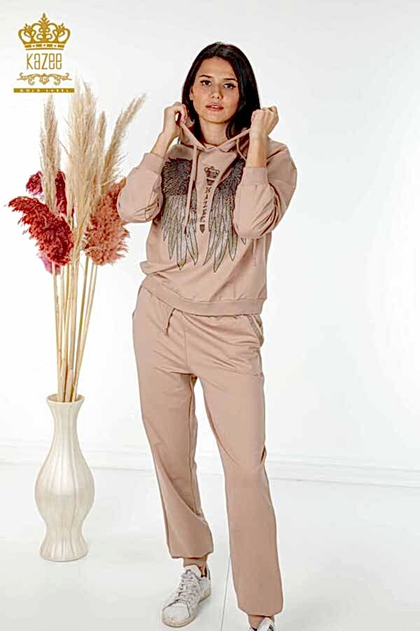 Reel Tekstil - Scuba ve İki İplikten Üretilen Eşofman Takım Kapüşonlu Kadın Giyim Üreticisi - 17481 | Reel Tekstil