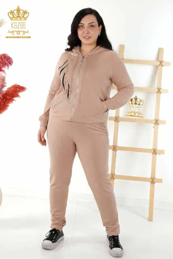 Reel Tekstil - Scuba ve İki İplikten Üretilen Eşofman Takım Kapüşonlu Kadın Giyim Üreticisi - 17531 | Reel Tekstil