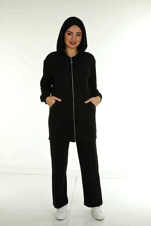 Reel Tekstil - Scuba ve İki İplikten Üretilen Tesettür Eşofman Takım Kapüşonlu Kadın Giyim Üreticisi - | Reel Tekstil