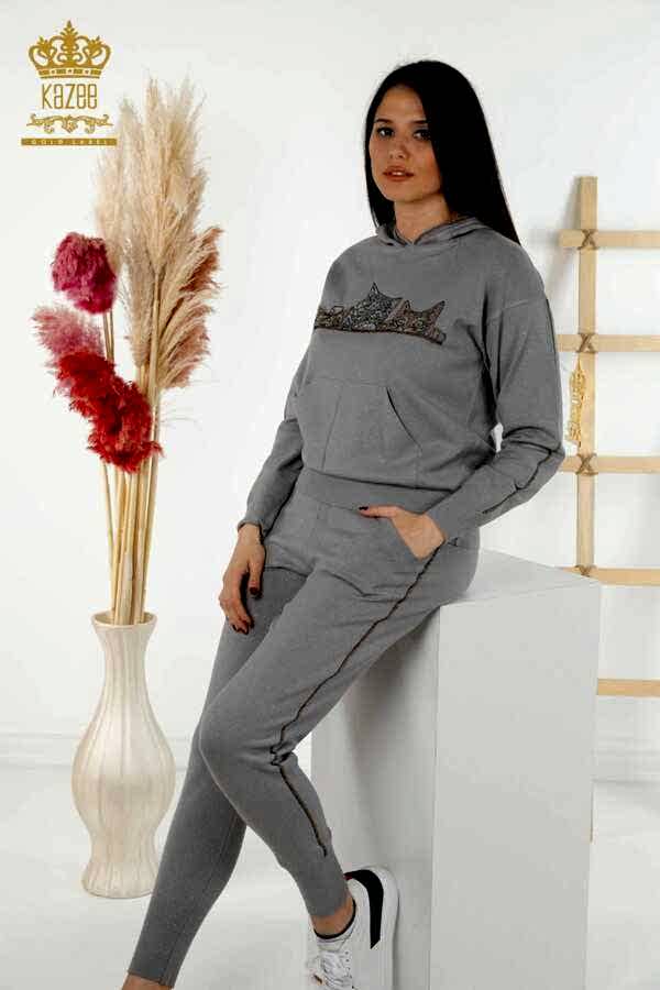 Reel Tekstil - Scuba ve İki İplikten Üretilen Eşofman Takım Kedi Desenli Kadın Giyim Üreticisi - 16675 | Reel Tekstil