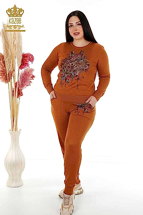 Reel Tekstil - Scuba ve İki İplikten Üretilen Eşofman Takım Taş İşlemeli Kadın Giyim Üreticisi - 16273 | Reel Tekstil