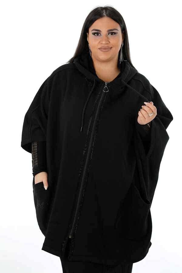 Reel Tekstil - 7GG Üretilen Viskon Panço Taş İşleme ve Fermuar Detaylı Cepli Kadın Giyim Üreticisi - 17360 | Reel Tekstil