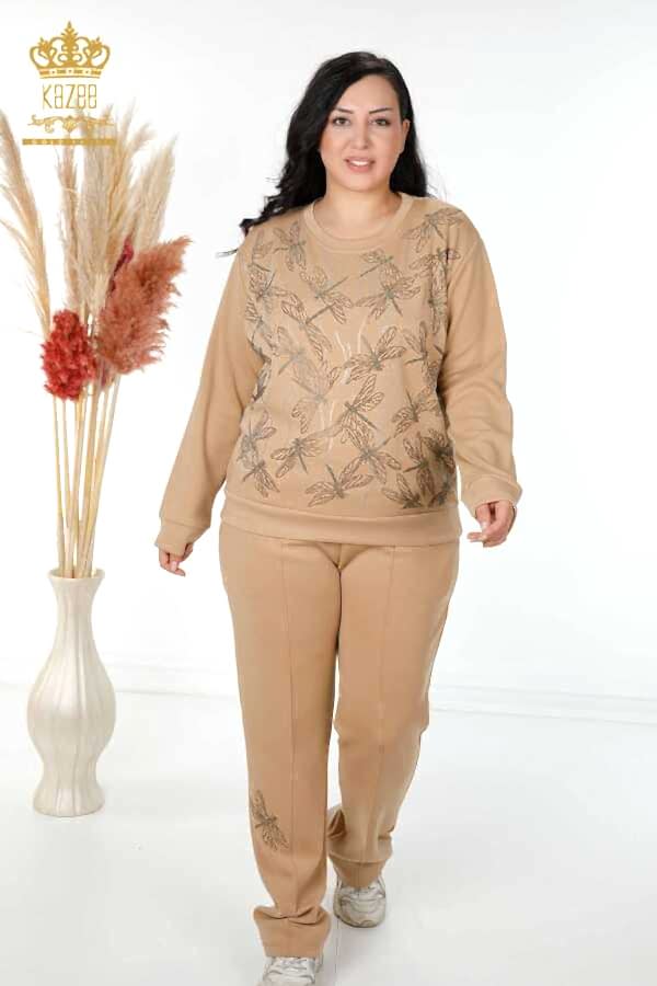 Reel Tekstil - Scuba ve İki İplikten Üretilen Eşofman Takım Taş İşlemeli Kadın Giyim Üreticisi - 17487 | Reel Tekstil