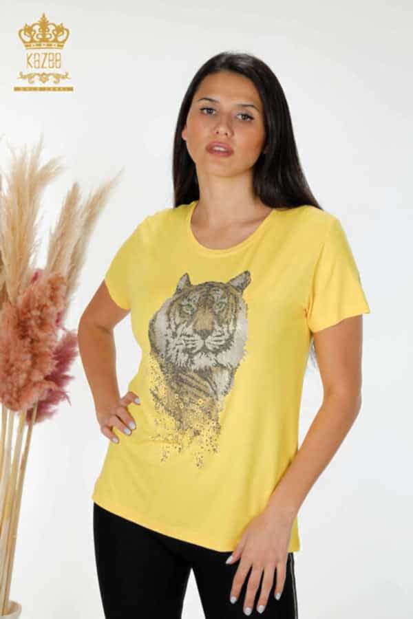 Reel Tekstil - Viskon Kumaş İle Üretilen Bluz Bisiklet Yaka Kadın Giyim - 78928 | Reel Tekstil