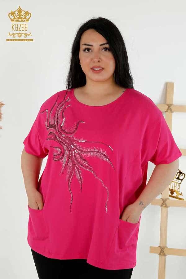 Reel Tekstil - Viskon Kumaş İle Üretilen Bluz Cep Detaylı Kadın Giyim Üreticisi - 79294 | Reel Tekstil