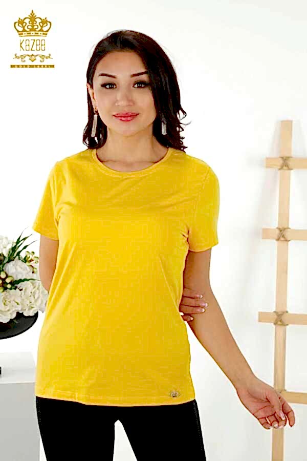 Reel Tekstil - Viskon Kumaş İle Üretilen Bluz Kısa Kol Kadın Giyim - 79178 | Reel Tekstil